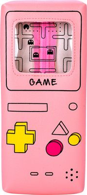 

Enwraps Series Game Pattern Art Canvas Pencil Box(Set of 1, Pink)