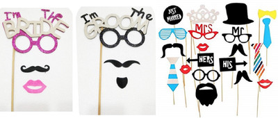 

Kala Decorators "I'm the Bride" & "I'm the Groom"+ Set of 20 Wedding Party props,Photo booth props Photo Booth Board(Wedding)