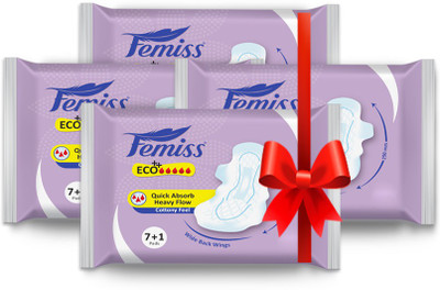

Femiss Super Soft Over Night Sanitary Pad - ECO++ Extra Large,Pack Of 4 (Each -8 Pads) Sanitary Pad(Pack of 4)