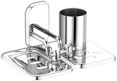

WSK Soap Dish With Toothbrush Holder(Silver)