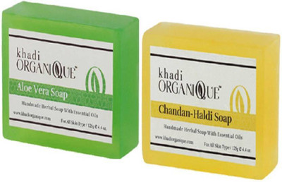 

khadi organique HANDMASE ALOEVERA CHANDAN HALDI SOAP COMBO PACK (250 g, Pack of 2)(250 g, Pack of 2)