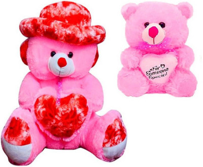 

Samayra Toys Pink Teddy Bear with Cap 3 Feet & Small Teddy bear with Some one special Heart - 90 cm(Pink)