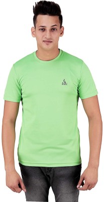 DS WORLD Solid Men Round Neck Light Green T-Shirt