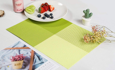 Skylofts Rectangular Pack of 4 Table Placemat(Green, PVC (Polyvinyl Chloride))