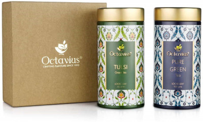 

Octavius GTC2-Uplifting Green infusions Tulsi, Plain Green Tea(175 g, Festive Gift Box)