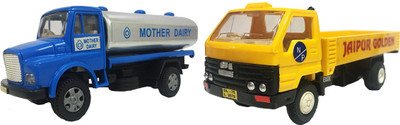 

E-Chariot Milk Dairy Tanker & DCM Open Truck Combo (Pack of 2)(Blue, Yellow)