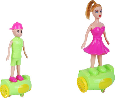 

AutoVHPR Combo of Roller Skate Pretty Barbie Girl and Cool Boy with a Thread at back Push the thread and Release it and the Toy will Start running(Multicolor)