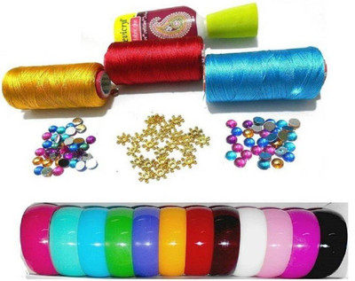 

karigari Silk thread Bangle-making kit with decoration materials with full bangle box. size 2.8