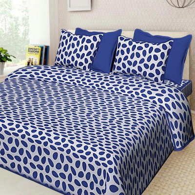 UNIQCHOICE 144 TC Cotton Double Printed Flat Bedsheet(Pack of 1, Blue)