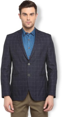 VAN HEUSEN Checkered Single Breasted Casual Men Blazer(Blue)