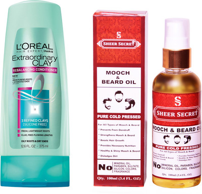 

SHEER SECRET MOOCH OIL 100 ML (PURE COLDPRESSED) and LOREAL CONDITIONER CLAY 175ML(Set of 2)