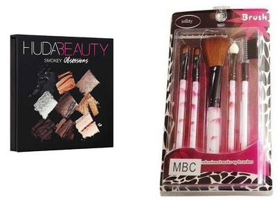 

jollity Make Up Brush Set of 5 And Huda Beauty Smokey Obsessions Pallete (Black)(Set of 2)