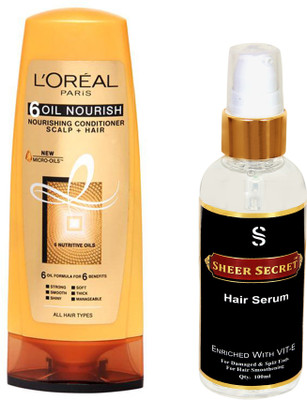 

SHEER SECRET HAIR SERUM 100 ML and LOREAL CONDITIONER OIL NOURISH 175ML(Set of 2)