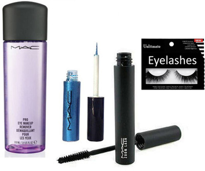 

Ultimate Eyelashes , Mac Zoomlash Mascara with Glitter Liner with Makeup Remover(Set of 4)