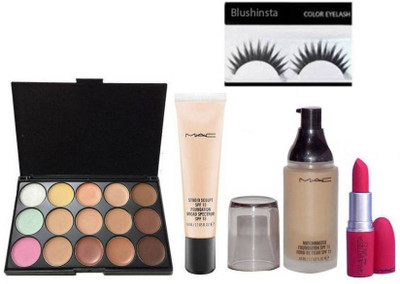 

blushinsta combo kit of shades pallate sculpt foundation matchmaster foundation eyelashes giambattista lipstick (Set of 5)(Set of 5)
