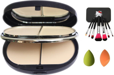 

TheTopNotch Black Hello Kitty 7 Pcs Makeup Brush , 2 Pcs Puff Sponges & TYA 5 In 1 Cake Compact(Set of 4)
