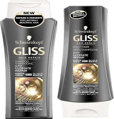 

Schwarzkopf Gliss Hair Repair with Liquid Keratin Ultimate Repair Shampoo 250ml & Conditioner 200ml (Set of 2)(Set of 2)