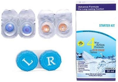 

drr teleservices Eye contact lenses Monthly Contact Lens(0, Sky Blue, Hazel, Pack of 2)