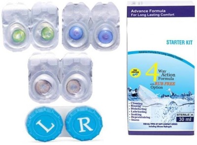 

drr teleservices Eyes contact lenses Monthly Contact Lens(0, Green, Blue, Grey, Pack of 3)