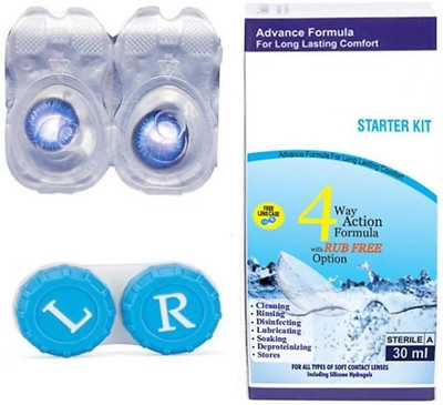

drr teleservices Dark blue with solution Monthly Contact Lens(0, Dark blue, Pack of 2)
