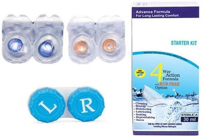 

drr teleservices Eye contact lenses Monthly Contact Lens(0, Sea Blue, Hazel, Pack of 2)