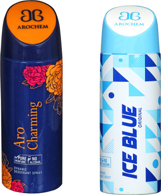 

AROCHEM aro charming and ice blue combo Deodorant Spray - For Men & Women(200 ml, Pack of 2)