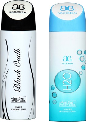 

AROCHEM black oudh and h2o combo Deodorant Spray - For Men & Women(200 ml, Pack of 2)