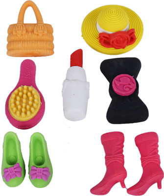

AutoVHPR Girls Make Up Kit Shaped Pencil Erasers for School Girls Total 9 Erasers 4 Stylish Shoes a Hat a Purse a Bottle a Bag and a Comb Non-Toxic Eraser(Multicolor)