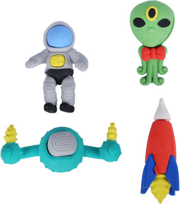 

AutoVHPR Set of 4 Outer Space Theme based Pencil Erasers for School Children 4 Erasers an Astronaut a Rocket an Alien and a Sattelite Non-Toxic Eraser(Multicolor)