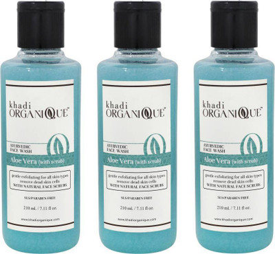 

khadi organique Aloevera Face Wash with Scrub - SLS & PARABEN FREE ( Pack of 3) Face Wash (630 ml) Face Wash(630 ml)