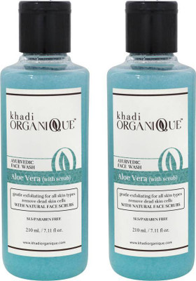 

khadi organique Aloevera Face Wash with Scrub - SLS & PARABEN FREE ( Pack of 2) Face Wash (420 ml) Face Wash(420 ml)