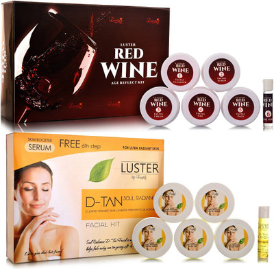 

Luster Red Wine Age Reflect + D-TAN Soul Radiance Facial Kit 570 ml(Set of 2)