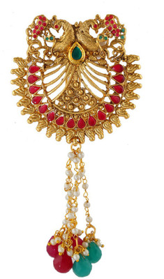 

Anuradha Art Jewellery Hair Brooch Bun Clip(Gold, Red)