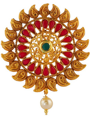 

Anuradha Art Jewellery Hair Brooch Bun Clip(Gold, Red)