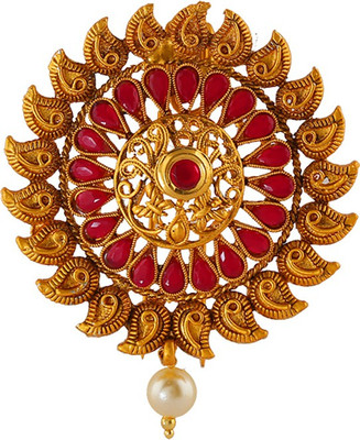 

Anuradha Art Jewellery Hair Brooch Bun Clip(Gold, Red)