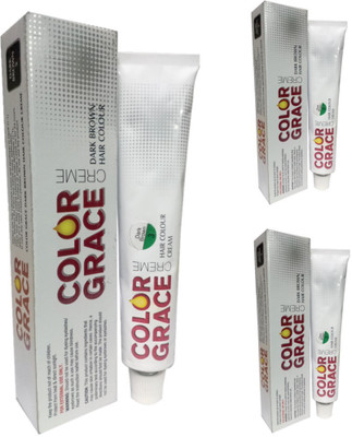 

COLOR GRACE DARK BROWN Hair Color Creme For Men & Women(Pack of 3) Hair Color(Dark Brown)