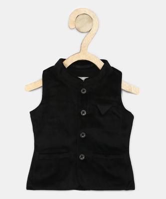 

Gini & Jony Sleeveless Solid Baby Boy's Jacket, Caviar (black)(c207)