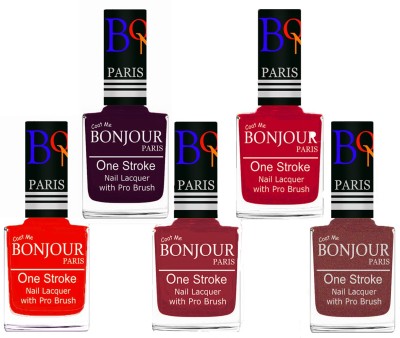 

Bonjour Paris Stylish Nail Polish Set of 5 Pcs 01-02-03-04-37 Orange,Plum,Maroon,Pink,Copper(Pack of 5)