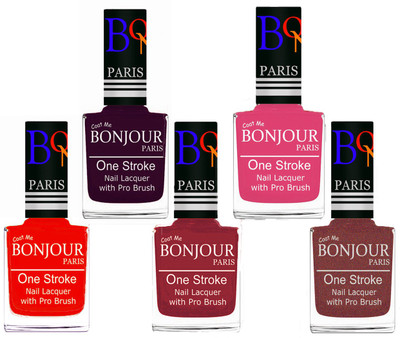 

Bonjour Paris Stylish Nail Polish Set of 5 Pcs 01-02-03-10-37 Orange,Plum,Maroon,Peach,Copper(Pack of 5)
