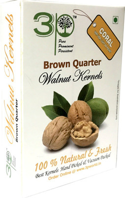 

3P Brown Quarter Kashmiri Akhrot/ dryfruit/ without shell/ walnut kernels-250 gm Walnuts(250 g, Vacuum Pack)