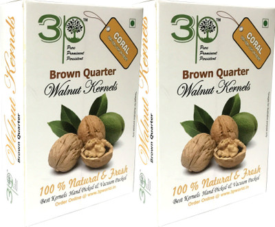 

3P Brown Quarter Kashmiri Akhrot/ dryfruit/ without shell/ walnut kernels-500 gm Walnuts(500 g, Vacuum Pack)
