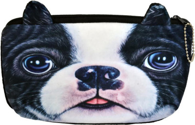 

popo Black dog in 3d Black dog in 3d style Art Canvas Pencil Box(Set of 1, Multicolor)