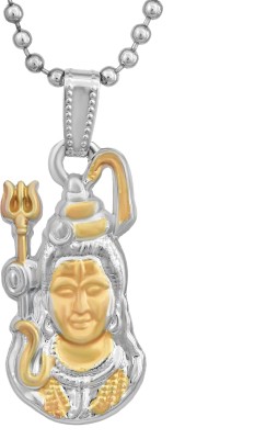 memoir Memoir Yellow and White Gold Plated Double Colour Shiva Mahadev Bholenath Chain Pendant for Men and Women  Silver Cubic Zirconia Brass Pendant