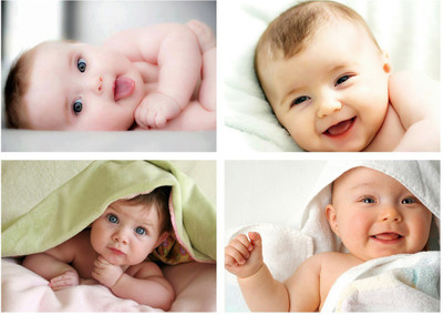 Set of 4 Cute Baby Combo Posters | Smiling Baby Poster | Poster for Pregnant Women | HD Baby Wall Poster for Room decor (12x18-Inch, 300GSM Thick Paper, Gloss Laminated) Photographic Paper(12 inch X 18 inch, Rolled)
