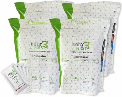 

BodyFirst Whey Protein Blend with Prohydrolase Blend Complex (128 Sachets of 32 gms each) Whey Protein(4 kg, Chocolate)