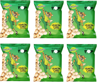 

Fitminis Roasted Makhana Healthy snack (Foxnuts)- Lemon Chili(45, Pack of 6)
