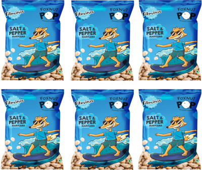 

Fitminis Roasted Makhana Healthy snack (Foxnuts)- Salt & Pepper(45, Pack of 6)