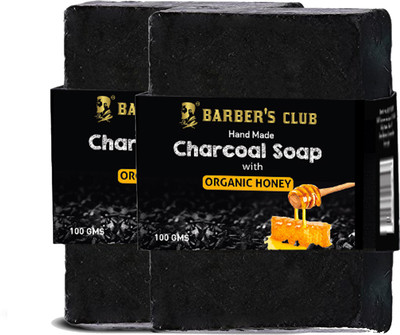 

Barber's Club Hand Made Organic Charcoal Soap - 100 gms each (Pack of 2) (With Honey)(200 g, Pack of 2)