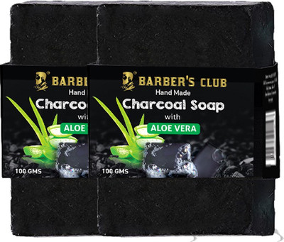 

Barber's Club Hand Made Organic Charcoal Soap - 100 gms each (Pack of 2) (With Aloevera)(200 g, Pack of 2)