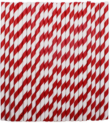 

tecmac Straight Drinking Straw(White, Red, Pack of 25)